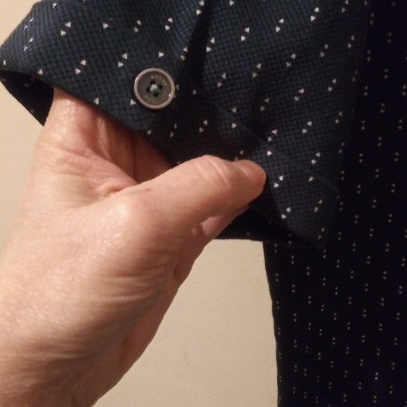 Ted Baker London Button Down Navy & White Short Sleeved Shirt - Picture 3 of 7